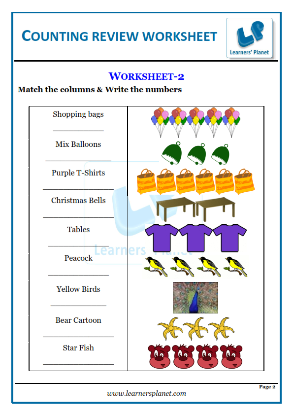 Counting review worksheets-numbers up to 10-worksheet-1